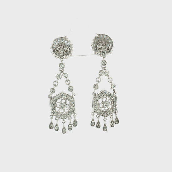 Late 20th-Century Victorian Style Natural Diamond Dangle Earrings
