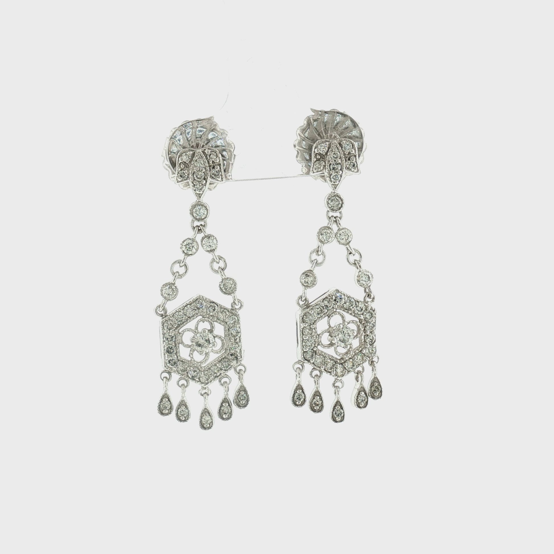 Late 20th-Century Victorian Style Natural Diamond Dangle Earrings