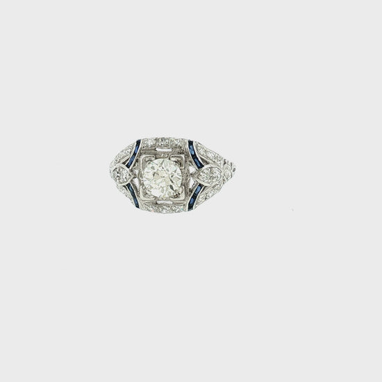 An Art Deco Platinum .70 Carat Old European Cut Diamond Ring