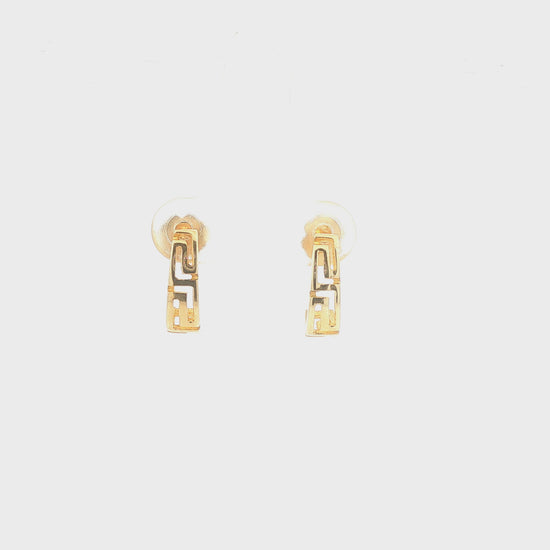 Gold Greek Key Half Hoop Earrings