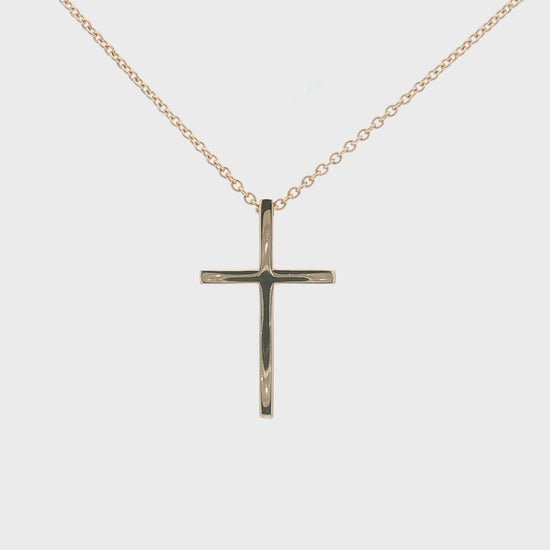 Vintage Heavy Polished 14k yellow gold Cross on an 18" Cable Chain