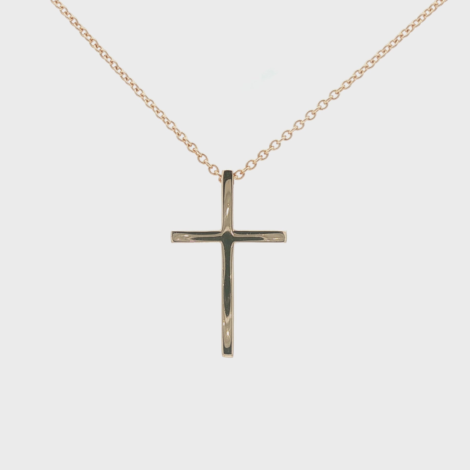 Vintage Heavy Polished 14k yellow gold Cross on an 18" Cable Chain