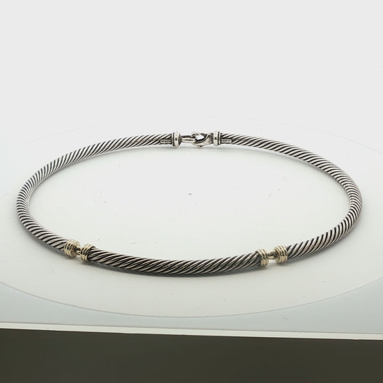 Vintage David Yurman 7mm 16" Sterling and 14k Cable Necklace