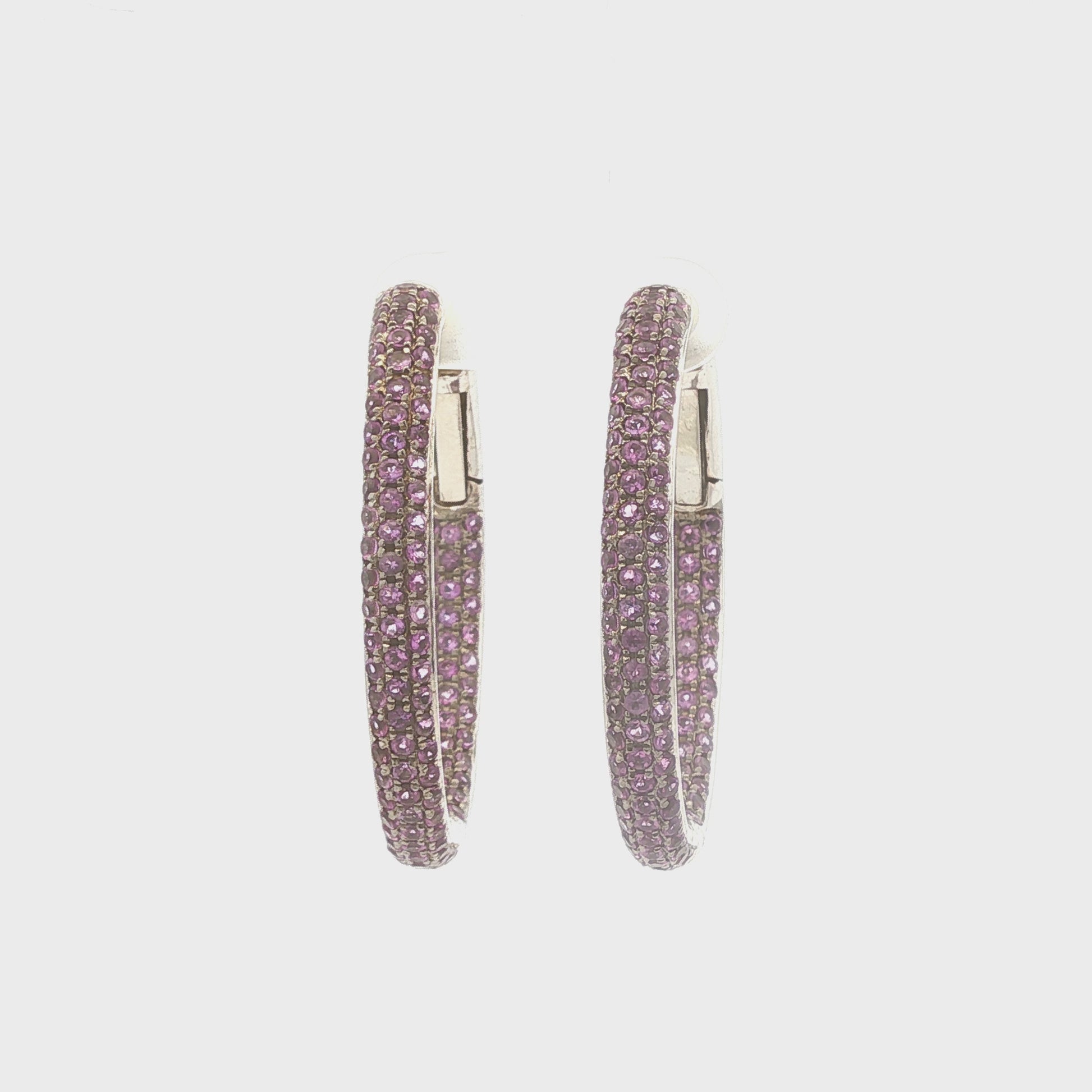 Sterling Pave Amethyst Inside Outside Hoops