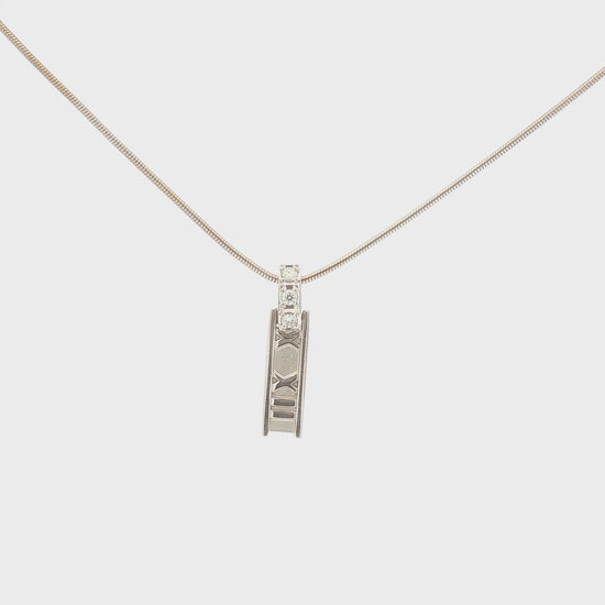 Tiffany & Co. 18K White Gold Atlas Pendant on Chain