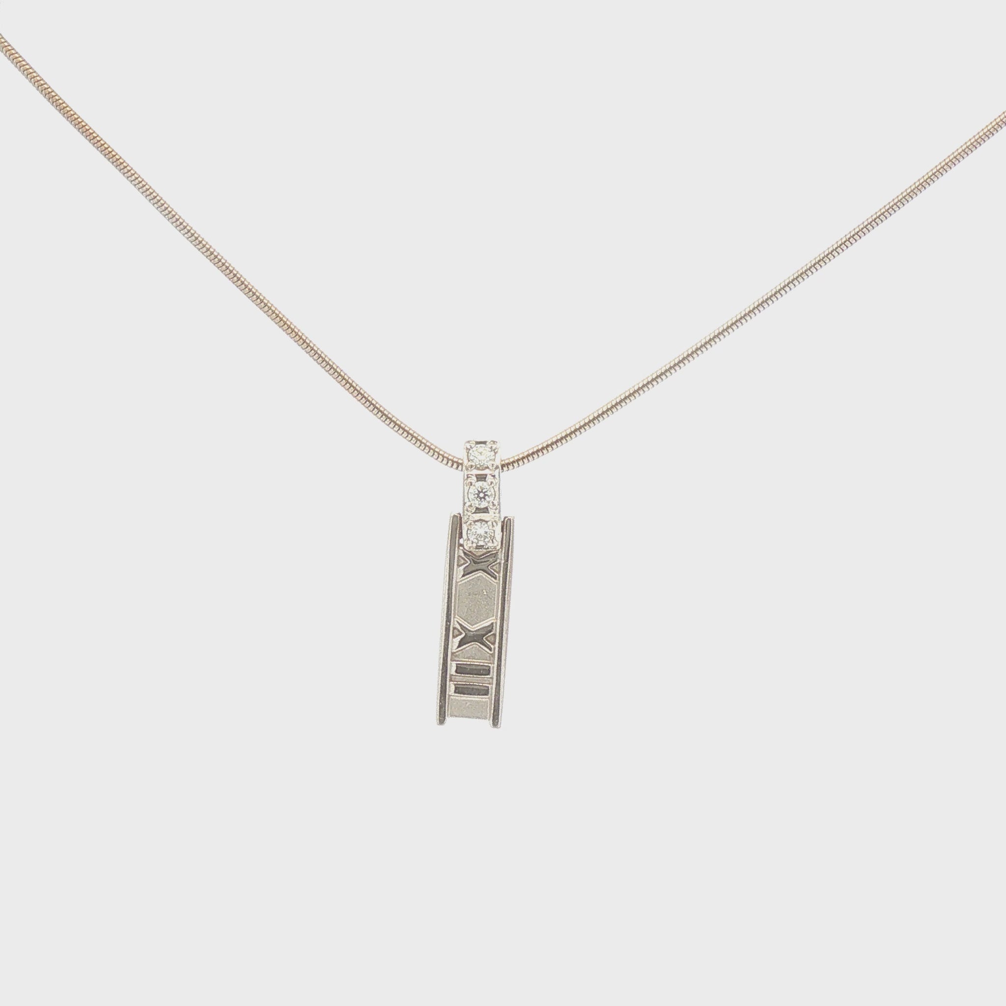 Tiffany & Co. 18K White Gold Atlas Pendant on Chain