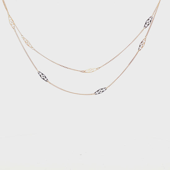 Vintage 10k yellow gold Pierced Link 26" Station Necklace