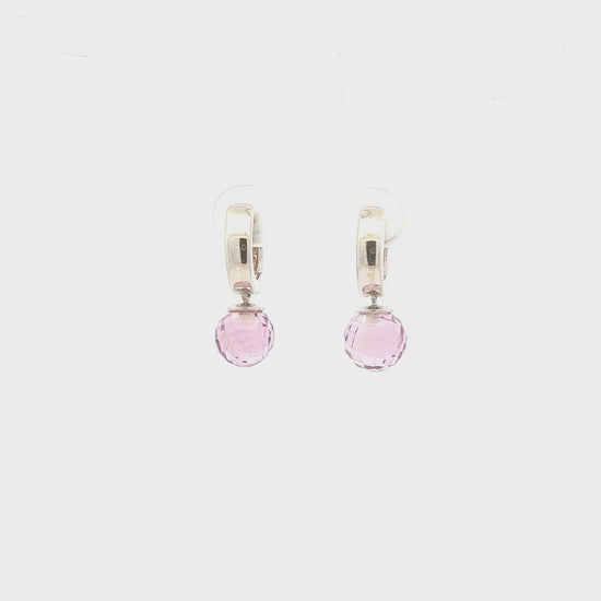 14K White Gold Amethyst Briolette Huggie Drop Earrings