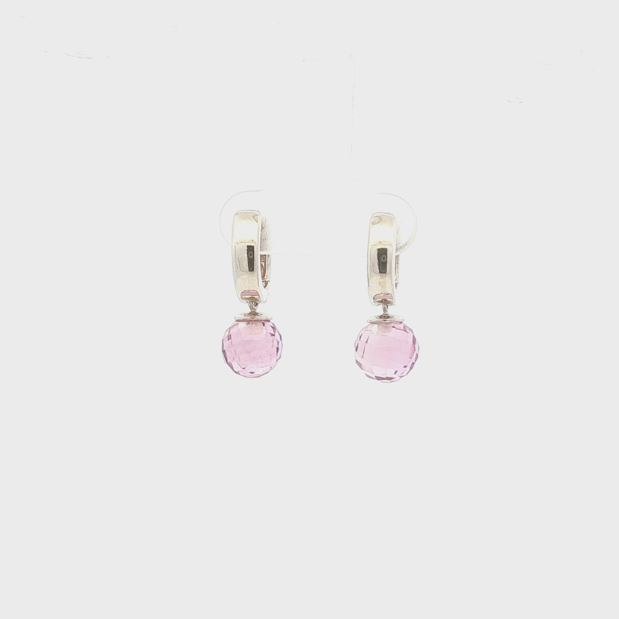 14K White Gold Amethyst Briolette Huggie Drop Earrings