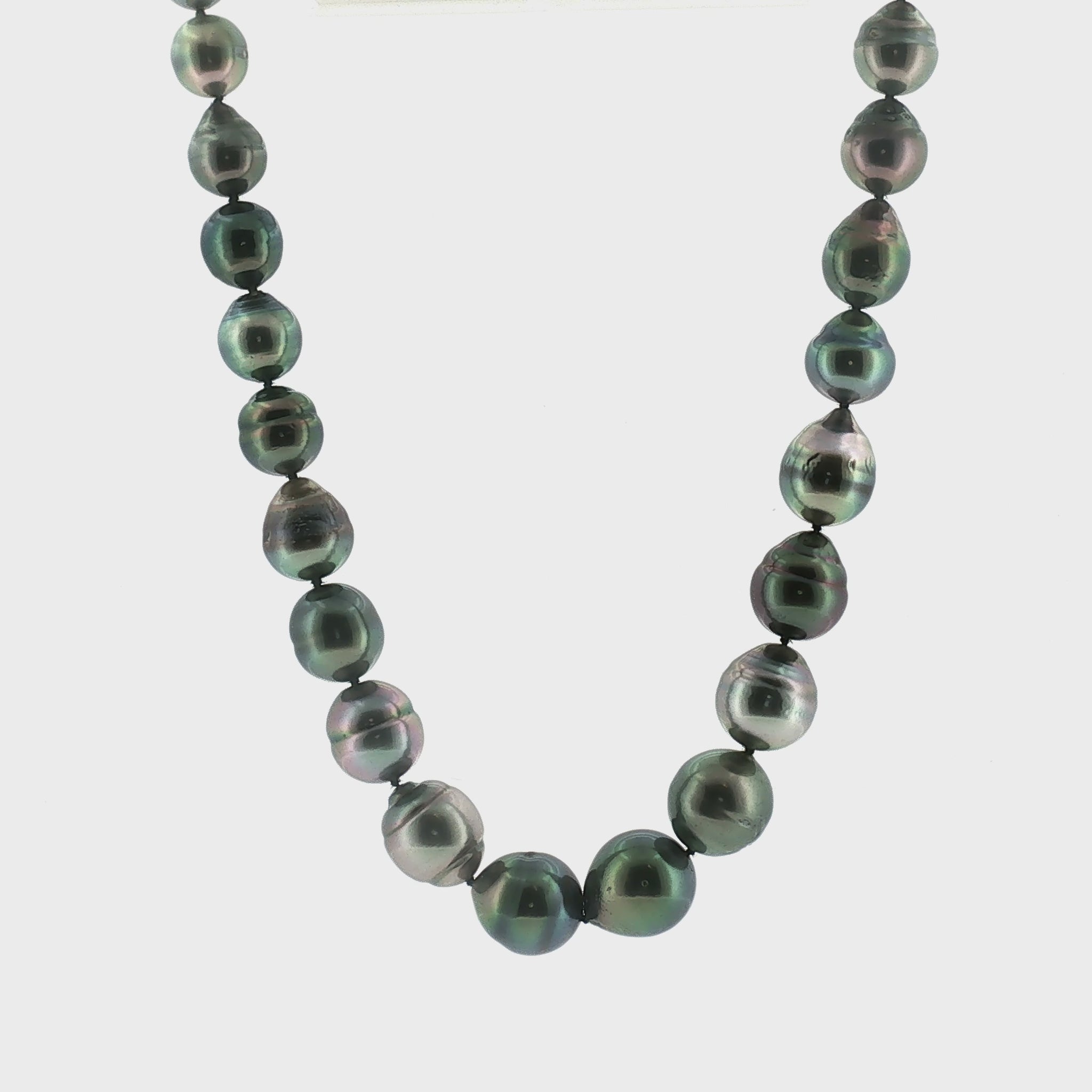 Late 20th-Century 14k White Gold Baroque Tahitian Cultured Pearl Necklace