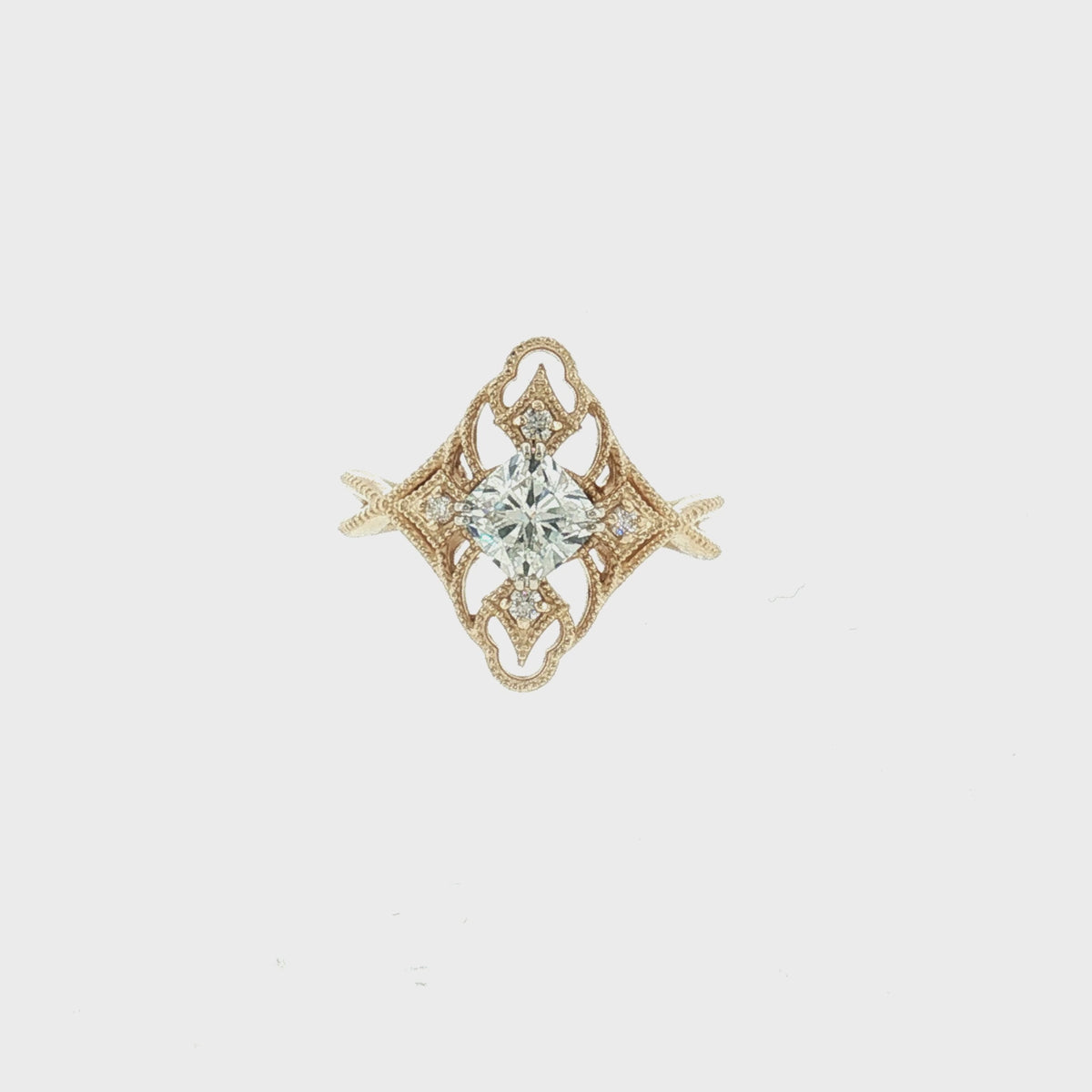 Modern Vintage Style Engagement Ring with Repurposed 1.06 Carat Cushion Diamond