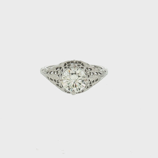 1930's 18 Karat White Gold Mounting with a 1.2 Carat Modern Diamond Ring