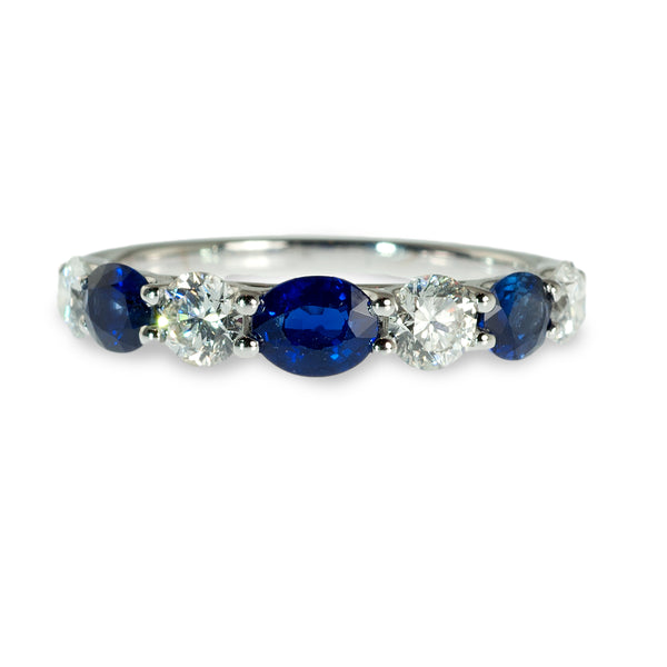Oval sapphire and diamond band ring – Krombholz